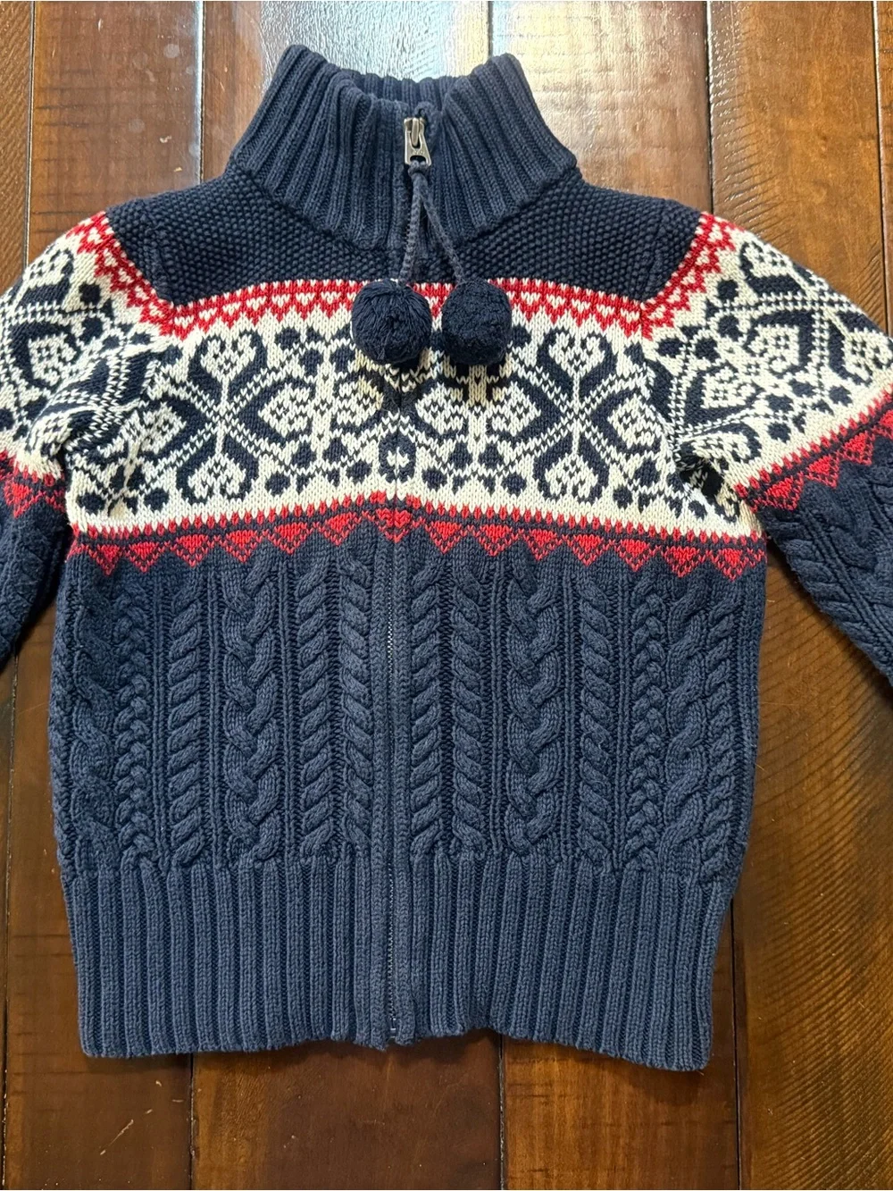 Ralph Lauren kids Zip-Up Sweater with Pom pom size 6